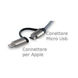 CAVO TC-123 IBRIDO APPLE/MICRO USB LUMINOSO 1MT